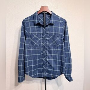 Pearl Izumi Rove Long Sleeve Flannel Plaid Navy/White Biking Shirt  - Women’s L